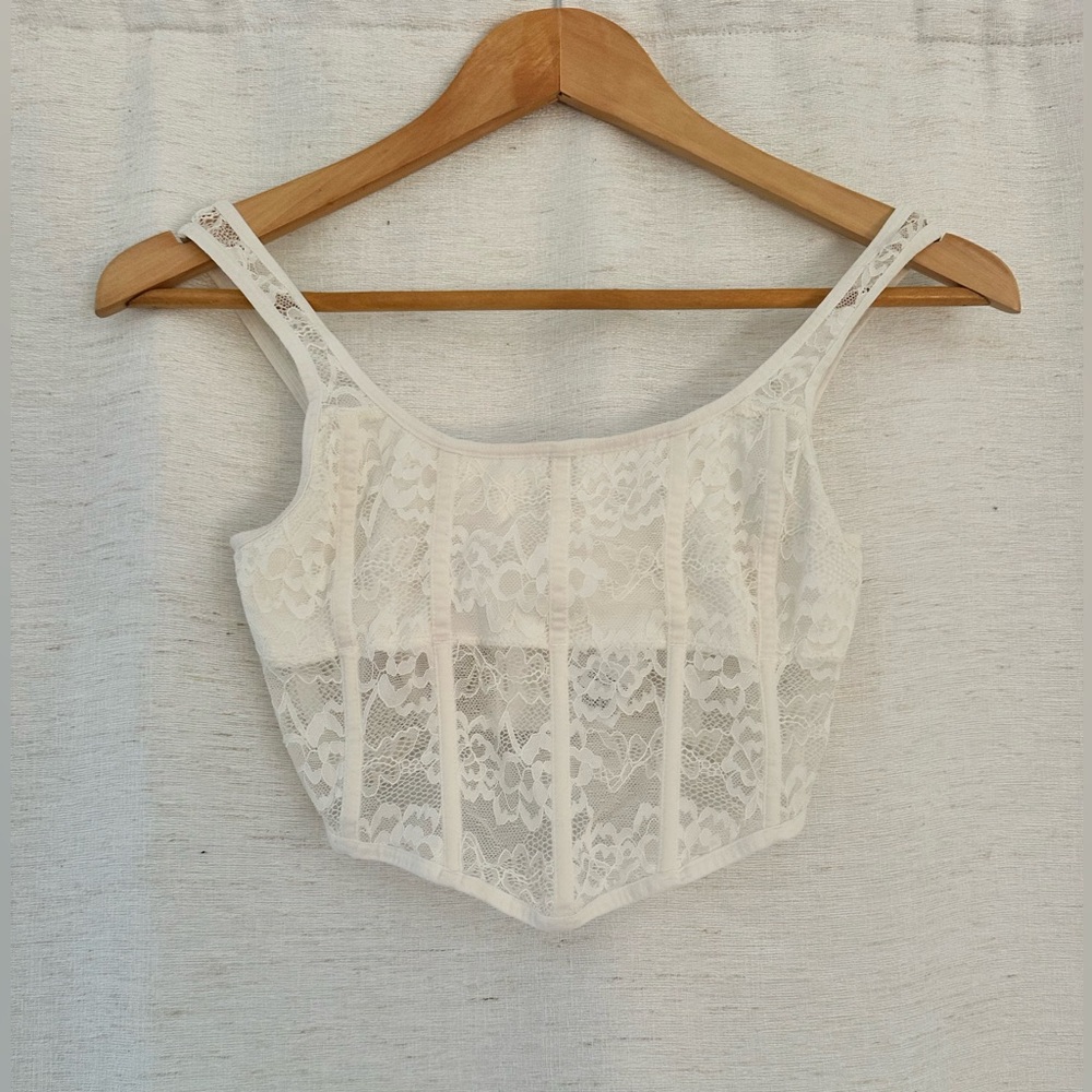 Elegant Lace White Corset Top